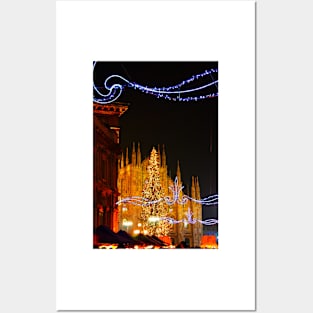 Milan. Duomo with Street Lights. Italy 2010 Posters and Art